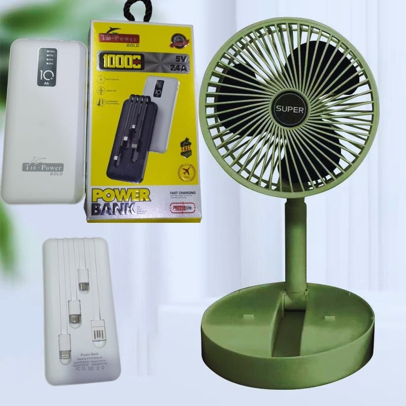 Folding Fan With Power bank